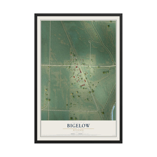 Map of Bigelow, Missouri, 12 x 18 inch print in a black wood frame