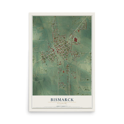 Map of Bismarck, Missouri, 12 x 18 inch unframed archival matte print