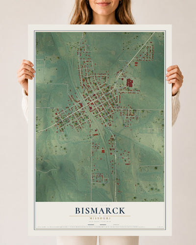 Map of Bismarck, Missouri, 24 x 36 inch unframed archival matte print