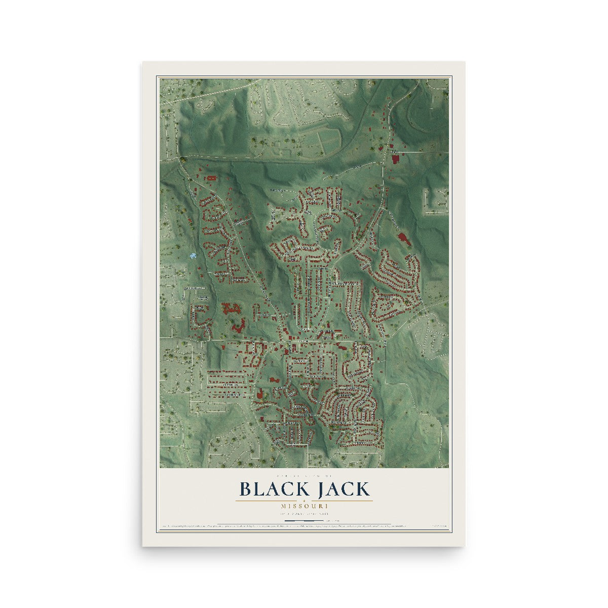Map of Black Jack, Missouri, 12 x 18 inch unframed archival matte print