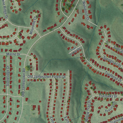 Second close-up of the map of Black Jack, Missouri print showing more streets and buildings