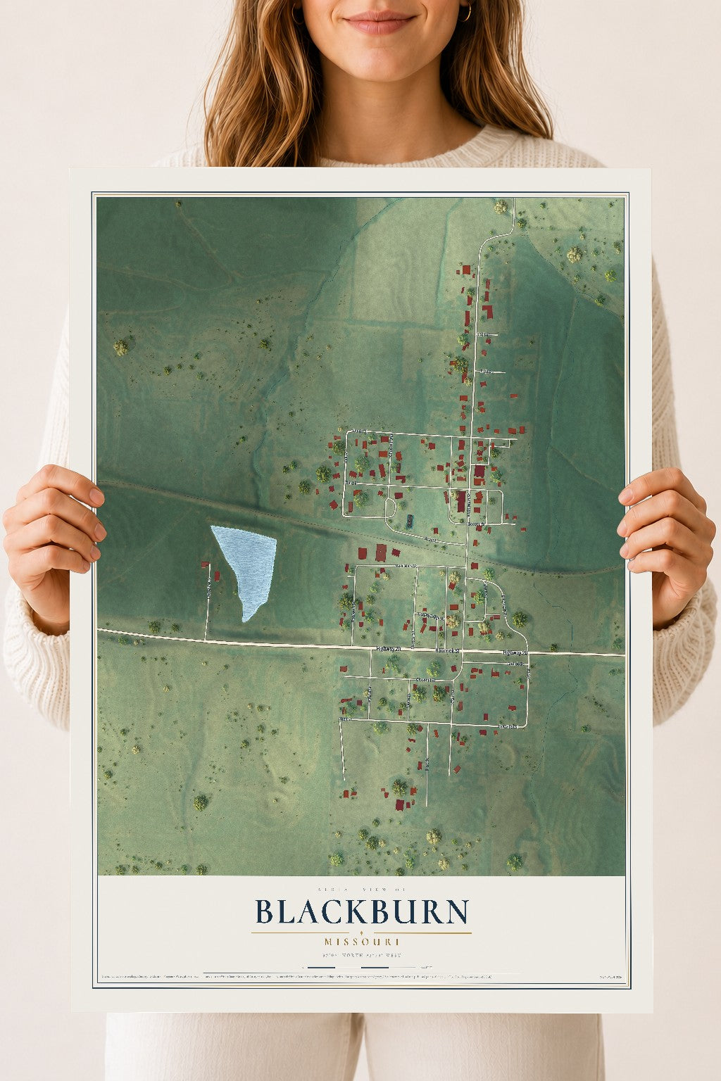 Map of Blackburn, Missouri, 18 x 24 inch unframed archival matte print