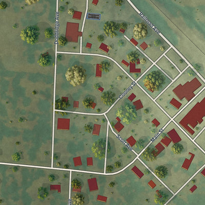 Close-up of the map of Blackwater, Missouri print showing street and building detail