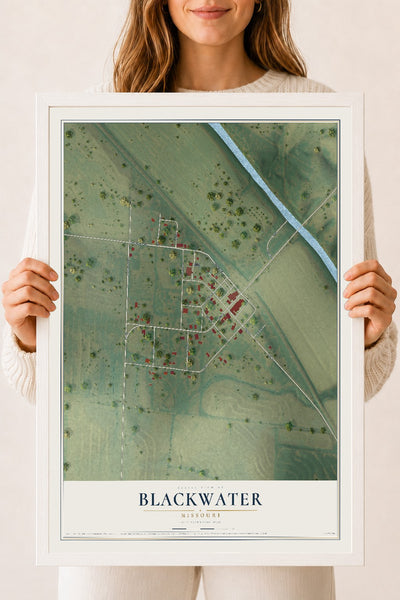 Map of Blackwater, Missouri, 18 x 24 inch print in a white wood frame
