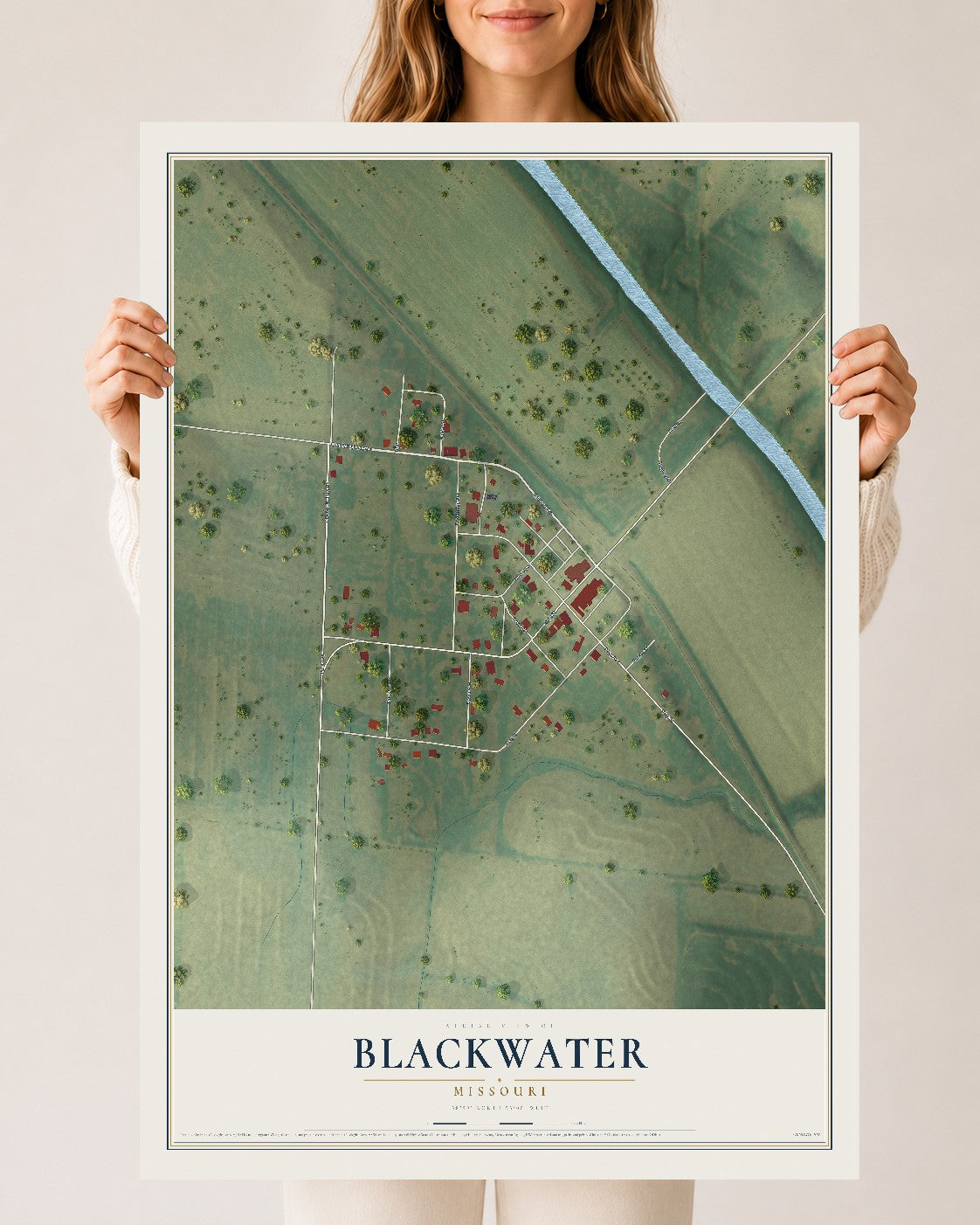 Map of Blackwater, Missouri, 24 x 36 inch unframed archival matte print