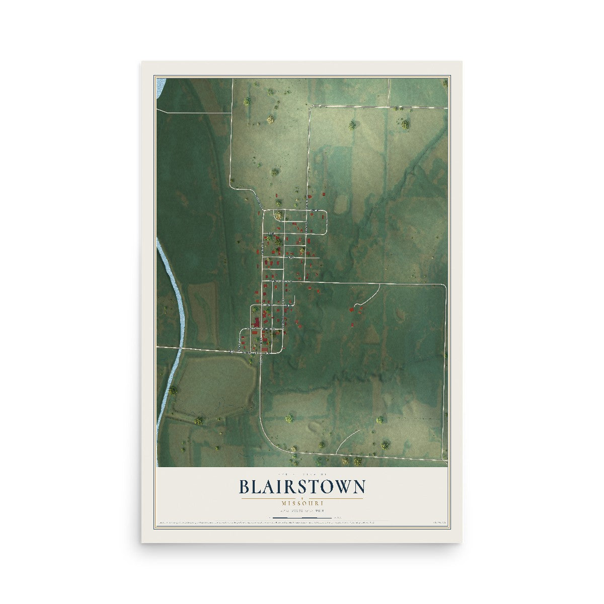 Map of Blairstown, Missouri, 12 x 18 inch unframed archival matte print