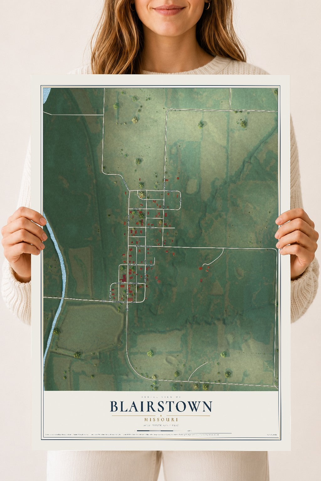 Map of Blairstown, Missouri, 18 x 24 inch unframed archival matte print