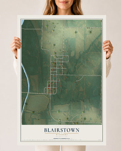 Map of Blairstown, Missouri, 24 x 36 inch unframed archival matte print