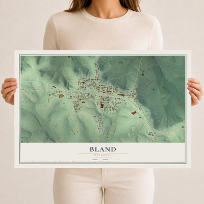 Map of Bland, Missouri, 12 x 18 inch unframed archival matte print