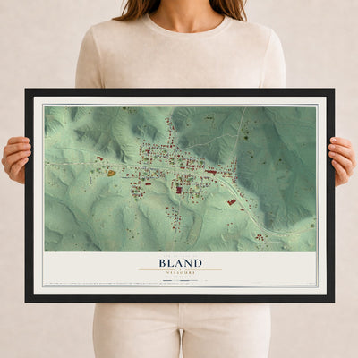 Map of Bland, Missouri, 12 x 18 inch print in a black wood frame