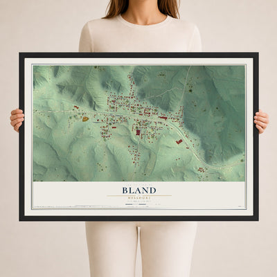 Map of Bland, Missouri, 24 x 36 inch print in a black wood frame