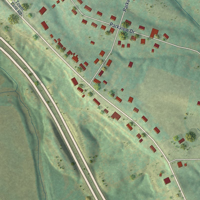 Second close-up of the map of Bloomsdale, Missouri print showing more streets and buildings