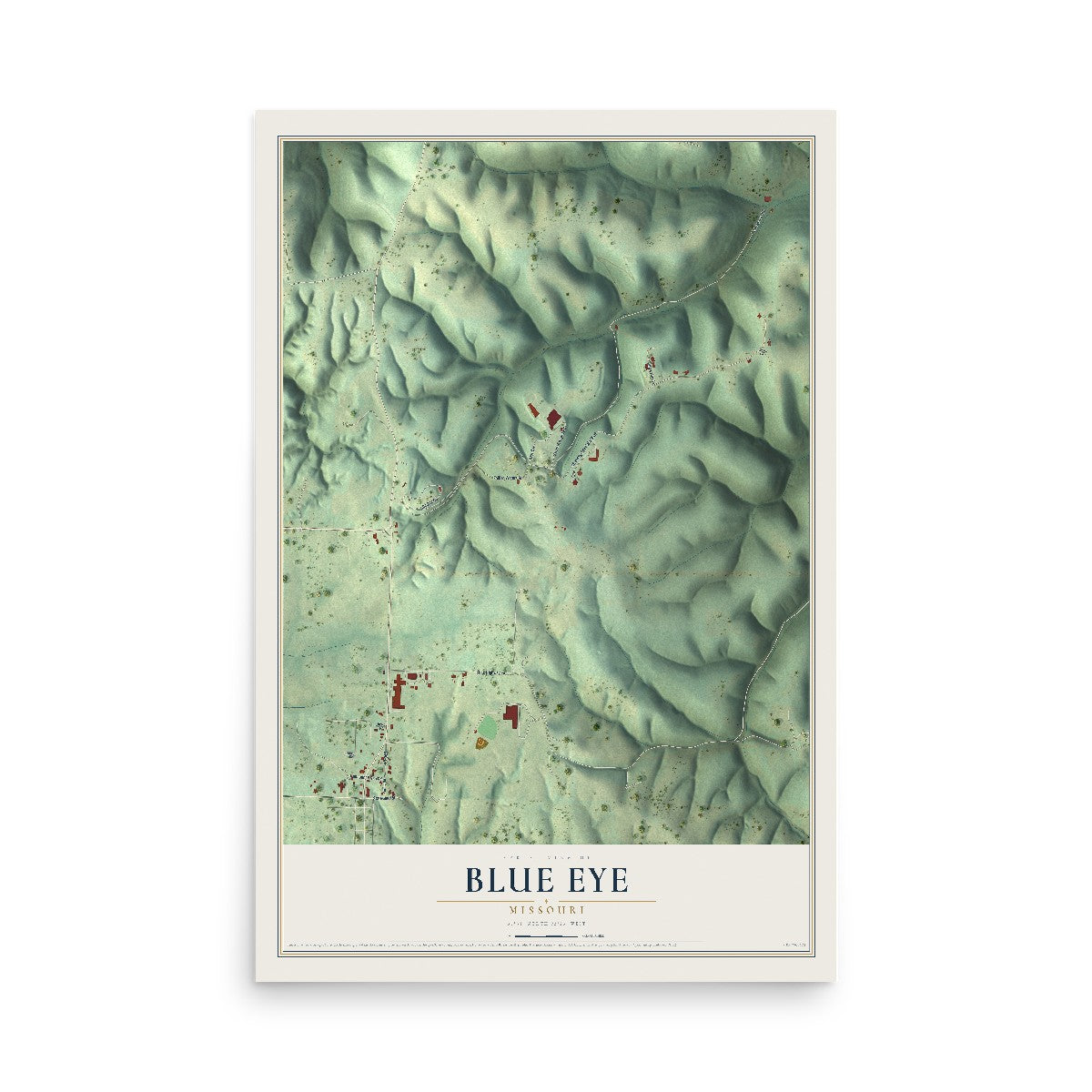 Map of Blue Eye, Missouri, 12 x 18 inch unframed archival matte print
