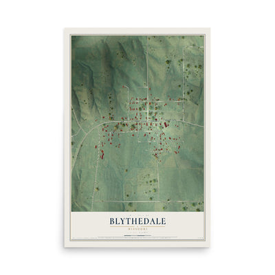 Map of Blythedale, Missouri, 12 x 18 inch unframed archival matte print