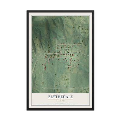 Map of Blythedale, Missouri, 12 x 18 inch print in a black wood frame