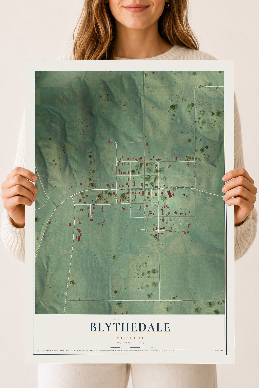 Map of Blythedale, Missouri, 18 x 24 inch unframed archival matte print