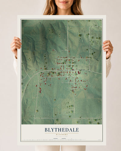 Map of Blythedale, Missouri, 24 x 36 inch unframed archival matte print