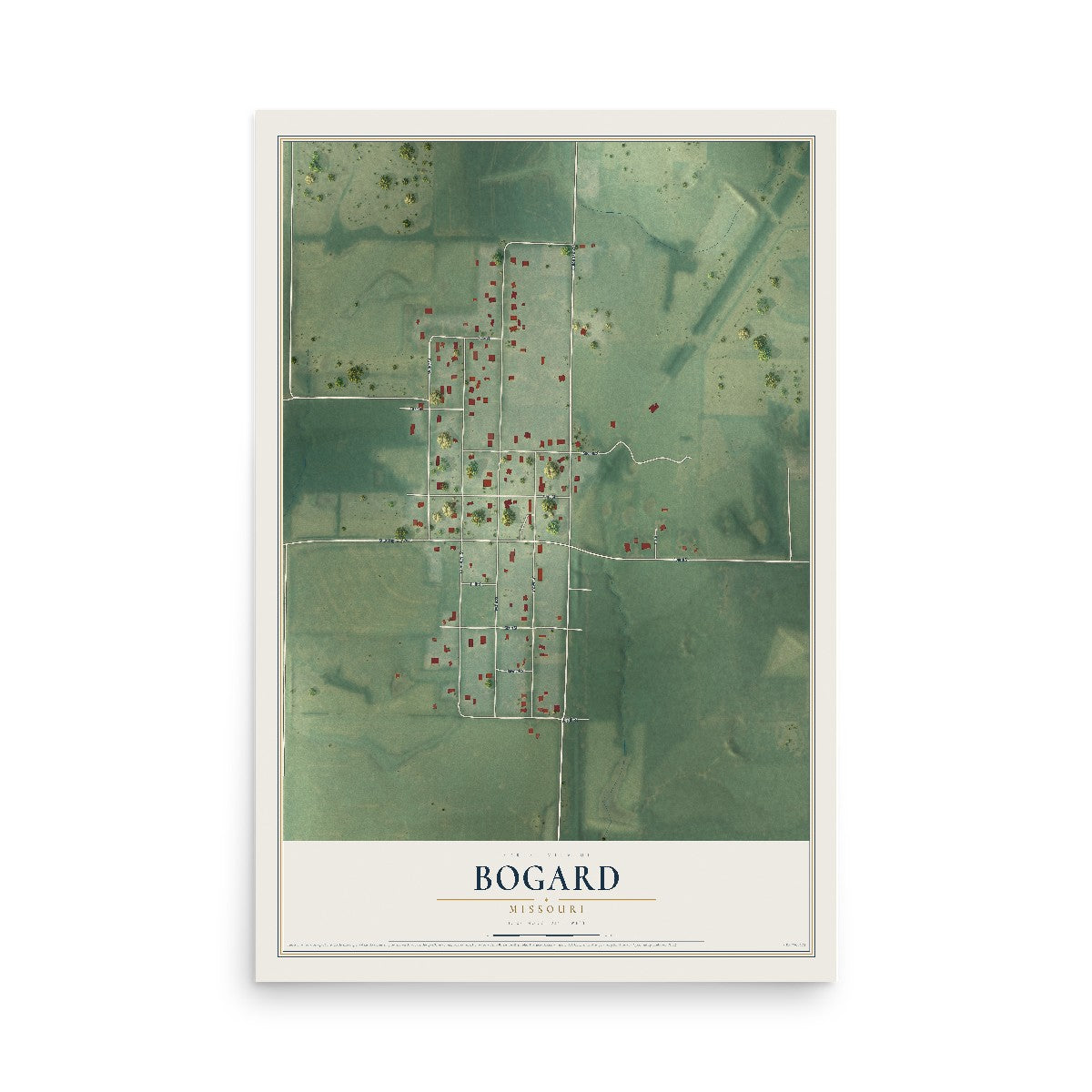 Map of Bogard, Missouri, 12 x 18 inch unframed archival matte print