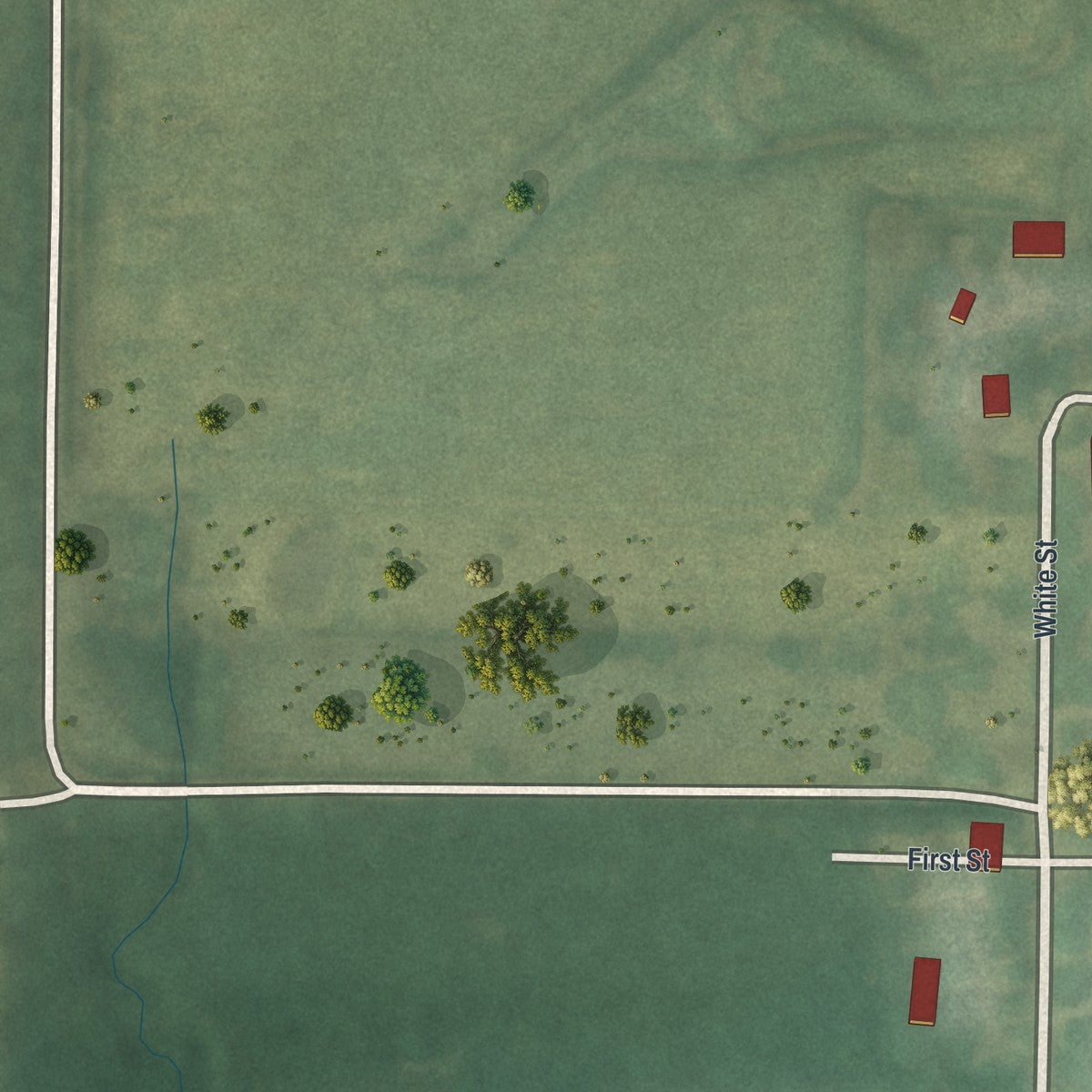 Second close-up of the map of Bogard, Missouri print showing more streets and buildings