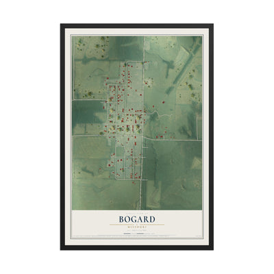 Map of Bogard, Missouri, 12 x 18 inch print in a black wood frame