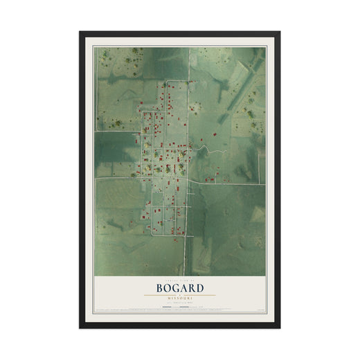 Map of Bogard, Missouri, 12 x 18 inch print in a black wood frame