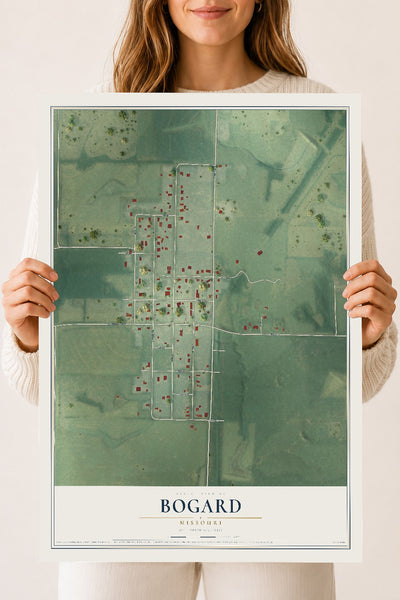 Map of Bogard, Missouri, 18 x 24 inch unframed archival matte print