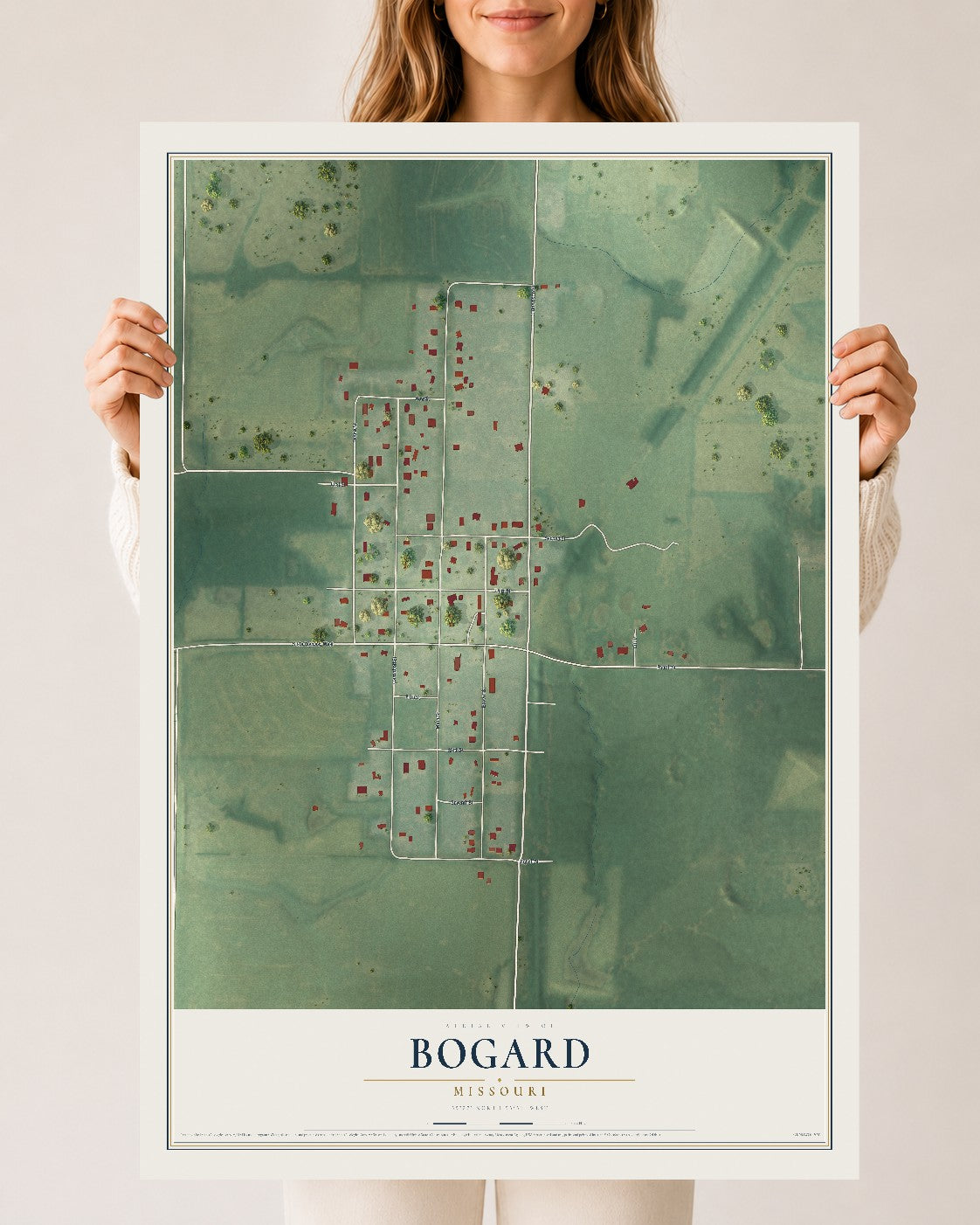 Map of Bogard, Missouri, 24 x 36 inch unframed archival matte print