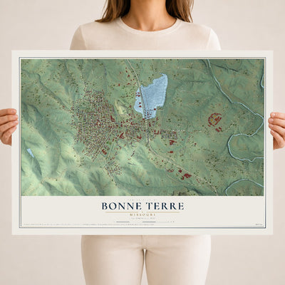Map of Bonne Terre, Missouri, 18 x 24 inch unframed archival matte print