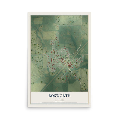 Map of Bosworth, Missouri, 12 x 18 inch unframed archival matte print
