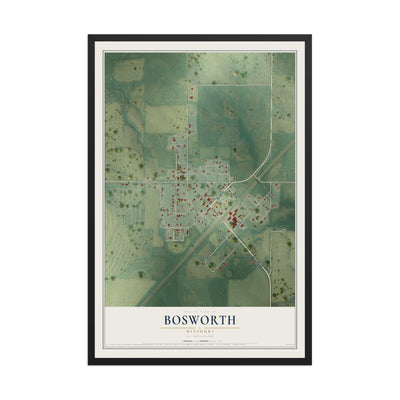Map of Bosworth, Missouri, 12 x 18 inch print in a black wood frame