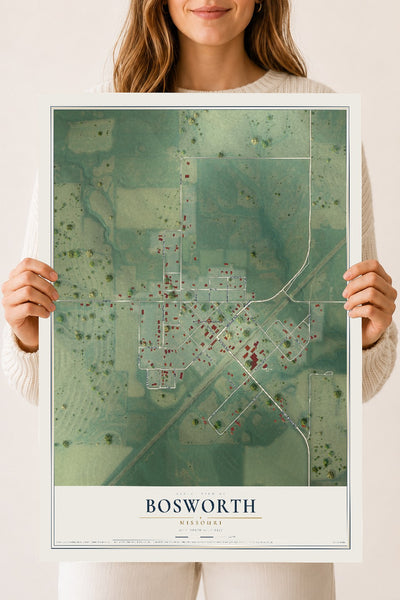 Map of Bosworth, Missouri, 18 x 24 inch unframed archival matte print
