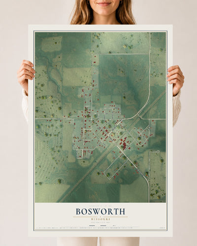 Map of Bosworth, Missouri, 24 x 36 inch unframed archival matte print