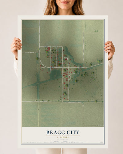 Map of Bragg City, Missouri, 24 x 36 inch unframed archival matte print
