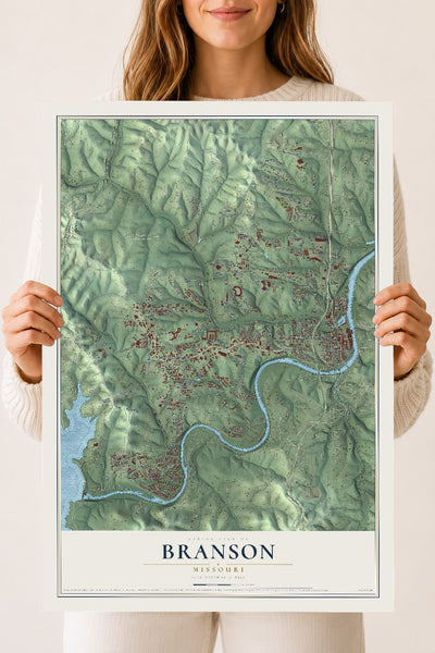 Map of Branson, Missouri, 18 x 24 inch unframed archival matte print