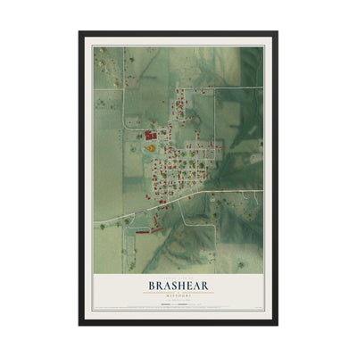 Map of Brashear, Missouri, 12 x 18 inch print in a black wood frame