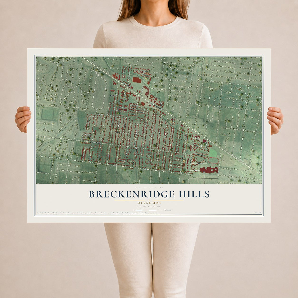 Map of Breckenridge Hills, Missouri, 24 x 36 inch unframed archival matte print