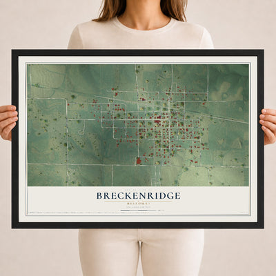 Map of Breckenridge, Missouri, 18 x 24 inch print in a black wood frame