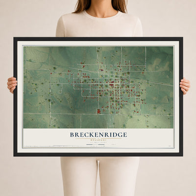 Map of Breckenridge, Missouri, 24 x 36 inch print in a black wood frame