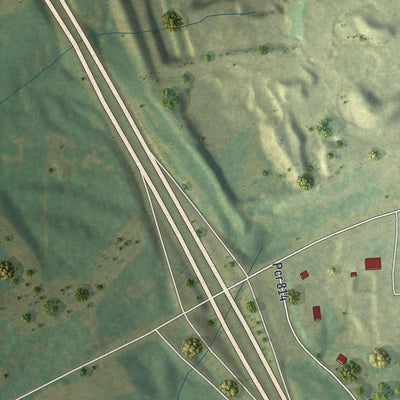 Close-up of the map of Brewer, Missouri print showing street and building detail