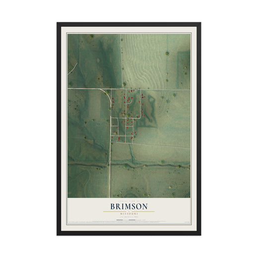 Map of Brimson, Missouri, 12 x 18 inch print in a black wood frame