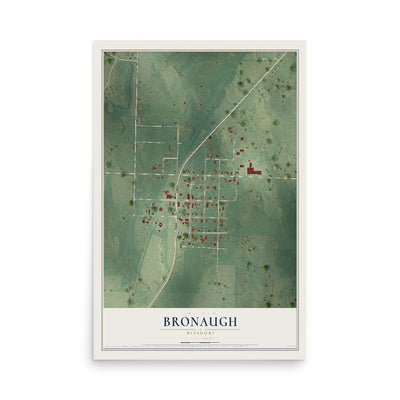 Map of Bronaugh, Missouri, 12 x 18 inch unframed archival matte print