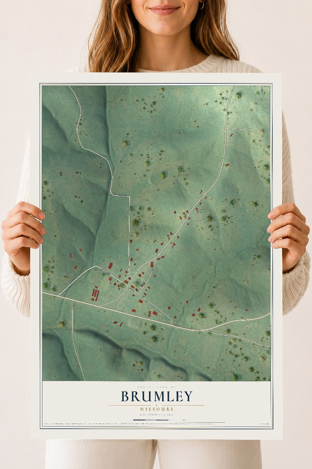 Map of Brumley, Missouri, 18 x 24 inch unframed archival matte print