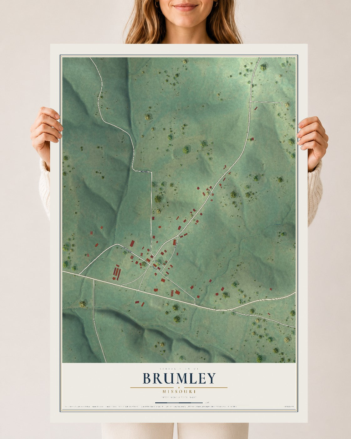 Map of Brumley, Missouri, 24 x 36 inch unframed archival matte print