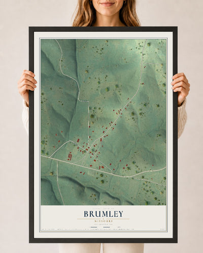 Map of Brumley, Missouri, 24 x 36 inch print in a black wood frame