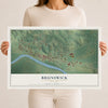 Map of Brunswick, Missouri, 12 x 18 inch unframed archival matte print