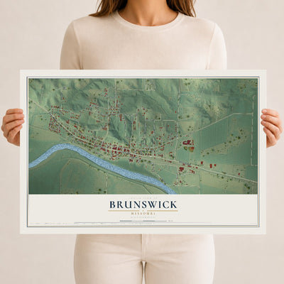 Map of Brunswick, Missouri, 12 x 18 inch unframed archival matte print