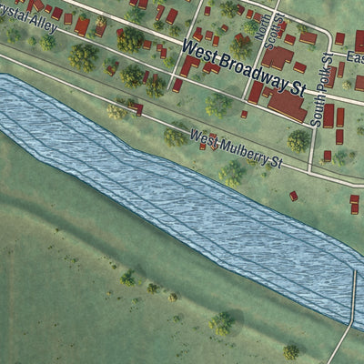 Close-up of the map of Brunswick, Missouri print showing street and building detail
