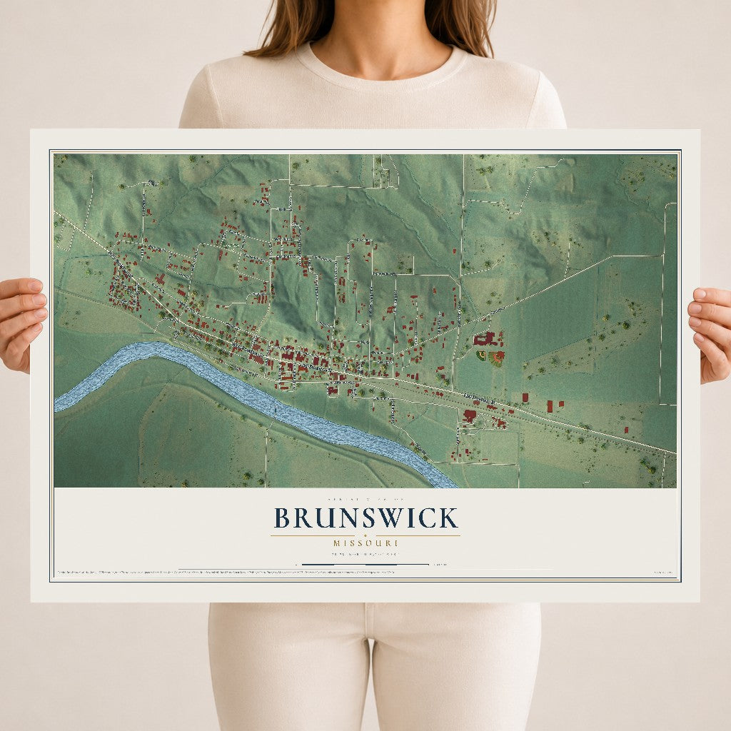 Map of Brunswick, Missouri, 18 x 24 inch unframed archival matte print