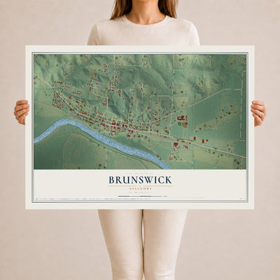Map of Brunswick, Missouri, 24 x 36 inch unframed archival matte print