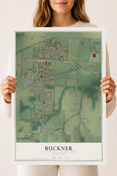 Map of Buckner, Missouri, 18 x 24 inch unframed archival matte print